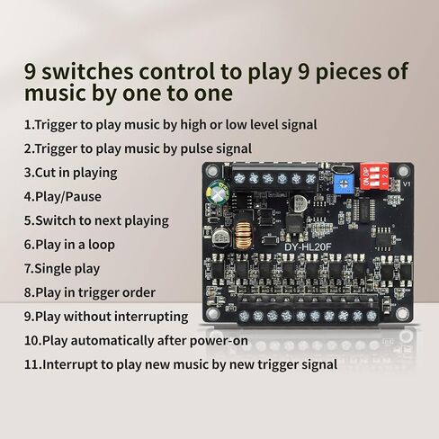 لوحة فك تشفير الصوت MP3 ذاكرة وامضة 8 ميجابايت مع تشغيل 9 شرائح ومكبرات صوت فئة D 20 وات للاستخدام المتنوع in Kuwait