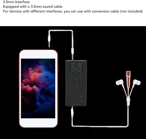 Diyeeni Portable Voice Changer, USB Rechargeable Sound Effects Machine with 4 Effects & 4 Voice Changes, 3.5mm Interface for Live Chat Gaming Karaoke in Kuwait
