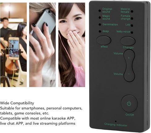 Diyeeni Portable Voice Changer, USB Rechargeable Sound Effects Machine with 4 Effects & 4 Voice Changes, 3.5mm Interface for Live Chat Gaming Karaoke in Kuwait