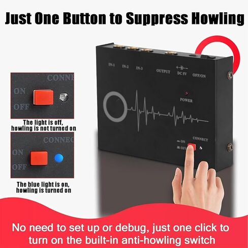 Mini Professional Feedback Suppressor, Anti-Howling Audio Processor, 3-in 1-Out Microphone Feedback Frequency Shifter, Precise Suppression & No Damage to Sound Quality, Automatic Anti-Howling in Saudi Arabia