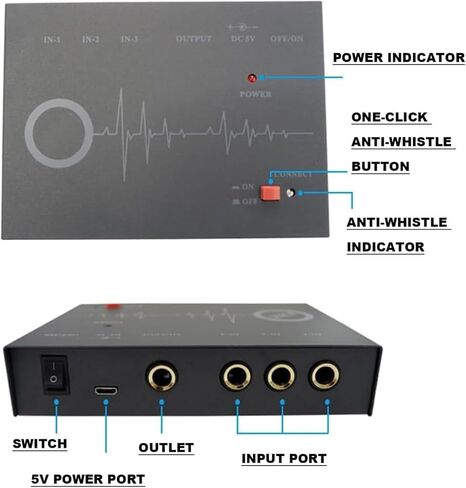 Mini Professional Feedback Suppressor, Anti-Howling Audio Processor, 3-in 1-Out Microphone Feedback Frequency Shifter, Precise Suppression & No Damage to Sound Quality, Automatic Anti-Howling in Saudi Arabia