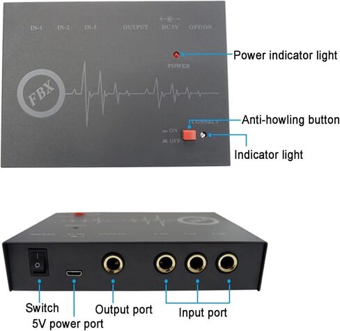 Mini Professional Feedback Suppressor, Anti-Howling Audio Processor, 3-in 1-Out Microphone Feedback Frequency Shifter, Precise Suppression & No Damage to Sound Quality, Automatic Anti-Howling in Saudi Arabia