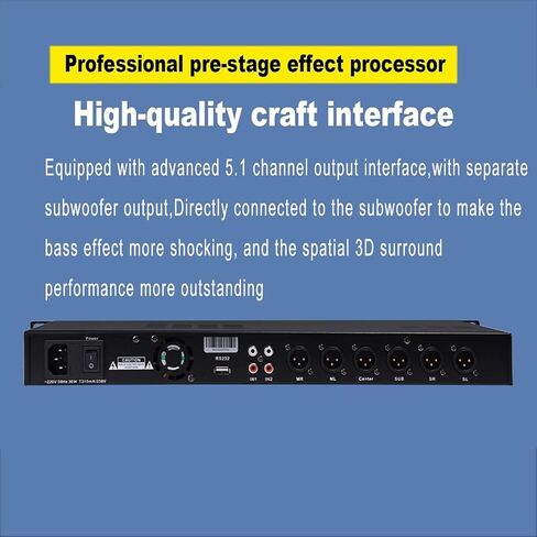 Professional Digital Audio Processor, X5 Audio Processor, DSP Digital Reverberation, 3 Microphone Channel, Anti-Howling and Support 5.1 Channel Output, for Home Theater and Speakers in Saudi Arabia