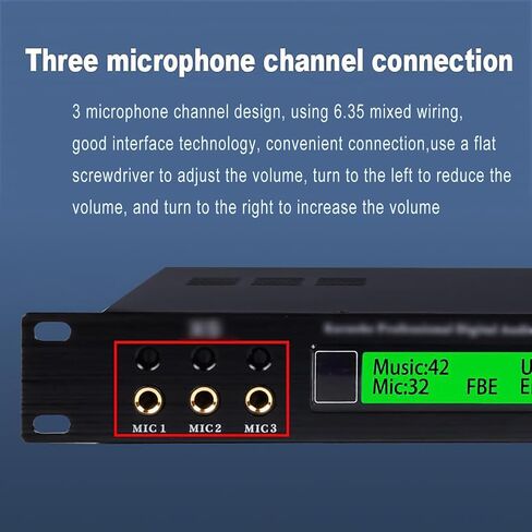 Professional Digital Audio Processor, X5 Audio Processor, DSP Digital Reverberation, 3 Microphone Channel, Anti-Howling and Support 5.1 Channel Output, for Home Theater and Speakers in Saudi Arabia