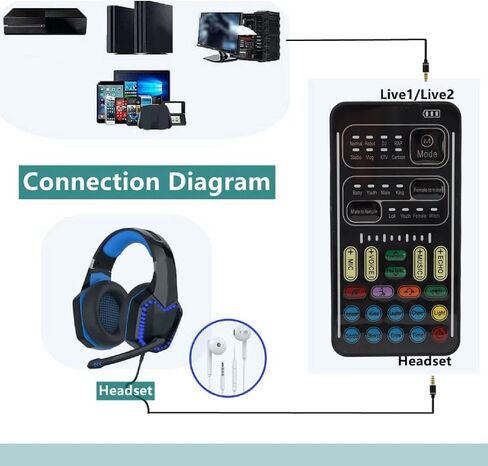 Black Portable Voice Changer with 8 Sound Effects for Phone Computer Use in Kuwait