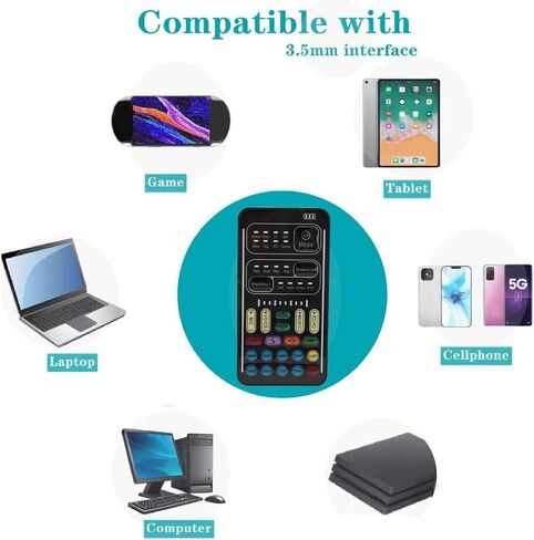 Black Portable Voice Changer with 8 Sound Effects for Phone Computer Use in Kuwait