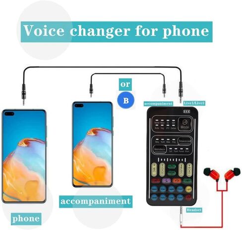 Black Portable Voice Changer with 8 Sound Effects for Phone Computer Use in Kuwait