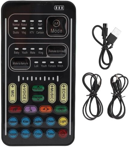 Black Portable Voice Changer with 8 Sound Effects for Phone Computer Use in Kuwait