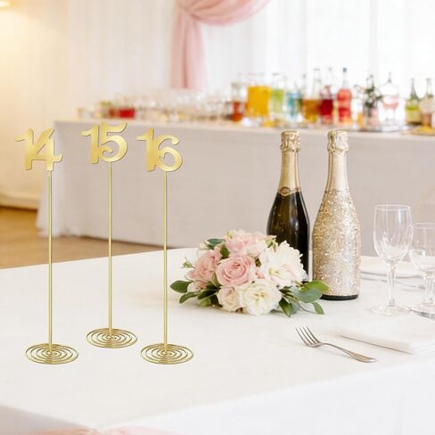 30 Pcs Metal Table Numbers with Sturdy Holder Base 12 Inch Stainless Steel Party Desk Figure Gold 1-30 Table Numbers for Wedding Reception Party Banquet Catering Event in Kuwait