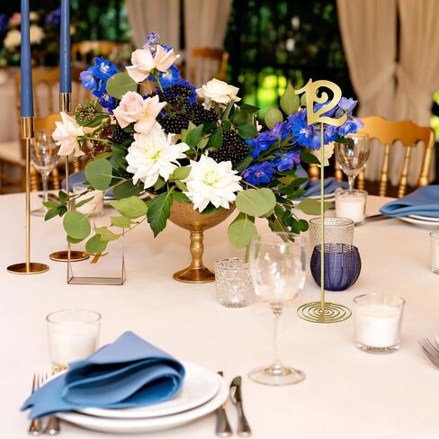 30 Pcs Metal Table Numbers with Sturdy Holder Base 12 Inch Stainless Steel Party Desk Figure Gold 1-30 Table Numbers for Wedding Reception Party Banquet Catering Event in Kuwait