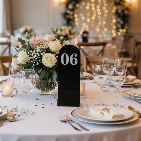 25 Pcs Acrylic Table Numbers 1-25 Double Sided Black Table Number Cards Stands for Wedding Restaurant Banquet Party Cafe, 2.36 x 6.3 Inch Stands in Kuwait