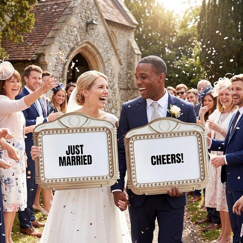 Wedding Bottle Service Sign 2-Pack 20"x22" Gold Marquee Entrance Props | Waterproof PP hollow board neon look nightclub birthday display. Includes 5 alphabet sticker sheets for bachelorette VIPs. in Kuwait