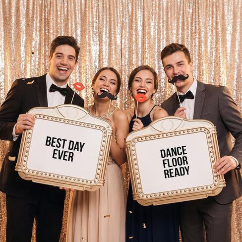 Wedding Bottle Service Sign 2-Pack 20"x22" Gold Marquee Entrance Props | Waterproof PP hollow board neon look nightclub birthday display. Includes 5 alphabet sticker sheets for bachelorette VIPs. in Kuwait