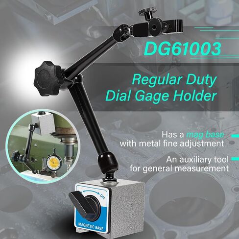 DG61003 Regular Duty Dial Gage Holder 丨Magnetic Base丨Metal Fine Adjustment丨Holding Power 176lbs丨360° Rotation | Metal Fine Adjustment in Kuwait