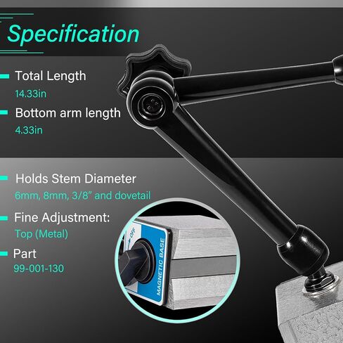 DG61003 Regular Duty Dial Gage Holder 丨Magnetic Base丨Metal Fine Adjustment丨Holding Power 176lbs丨360° Rotation | Metal Fine Adjustment in Kuwait
