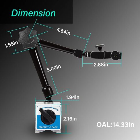 DG61003 Regular Duty Dial Gage Holder 丨Magnetic Base丨Metal Fine Adjustment丨Holding Power 176lbs丨360° Rotation | Metal Fine Adjustment in Kuwait