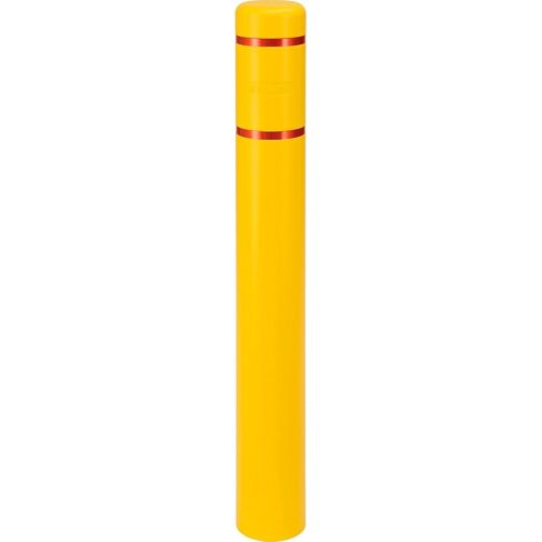 Global Industrial Reflective Bollard Sleeve, 6" Dia. x 52"H, Yellow with Red Tape in Kuwait
