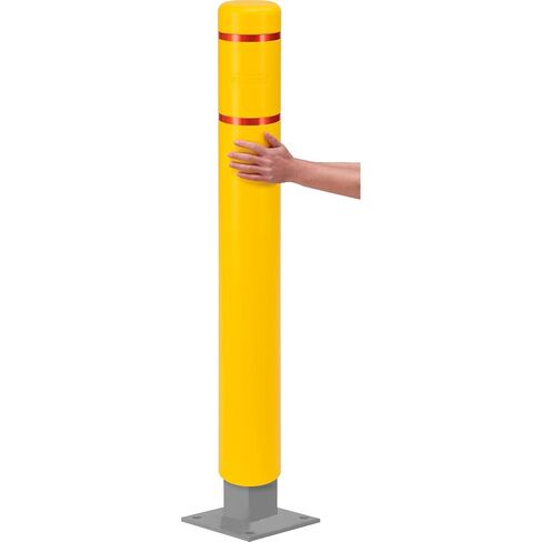 Global Industrial Reflective Bollard Sleeve, 6" Dia. x 52"H, Yellow with Red Tape in Kuwait