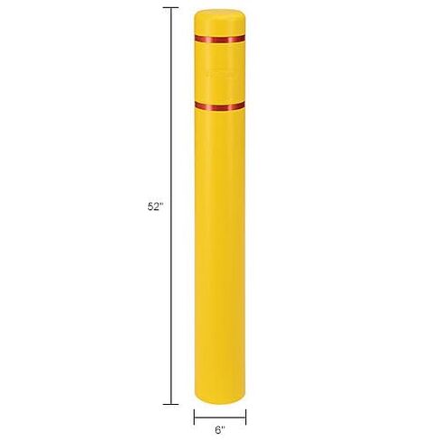 Global Industrial Reflective Bollard Sleeve, 6" Dia. x 52"H, Yellow with Red Tape in Kuwait