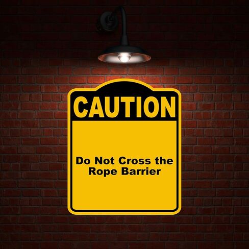 Do Not Cross the Rope Barrier Caution Yellow Black Aluminum Composite Sign 8.5 x 10 inches in Kuwait