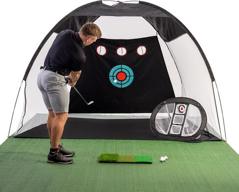 Golf Hitting Net,Chipping Net,Tri-Turf Mat,Golf Hitting Aid,10x7FT Practice Net for Backyard Driving,Chipping Training,Target Mat Balls for Indoor Outdoor use,Gifts for Men Dad Him Golfer in Kuwait