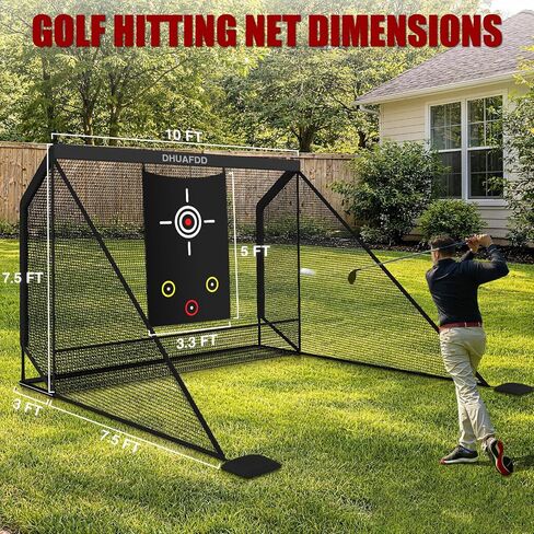 Golf Hitting Net with Target Cloth 10 X 7.5ft Golf Nets with Side Barriers for Backyard Heavy Duty Golf Practice Net Ideal for Home Garage Swing Training Indoor Outdoor Use in Kuwait