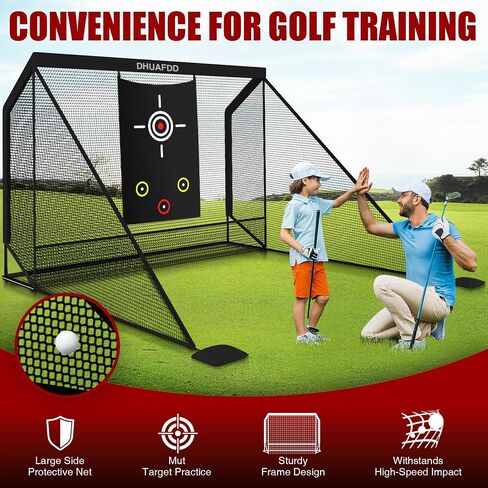 Golf Hitting Net with Target Cloth 10 X 7.5ft Golf Nets with Side Barriers for Backyard Heavy Duty Golf Practice Net Ideal for Home Garage Swing Training Indoor Outdoor Use in Kuwait