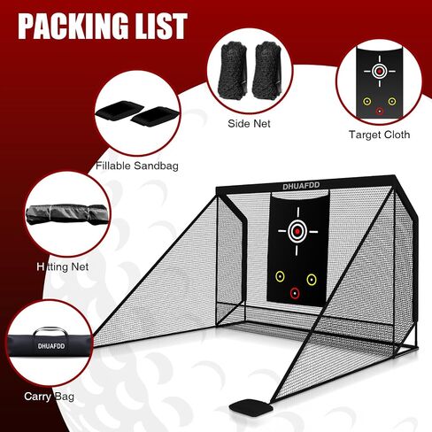 Golf Hitting Net with Target Cloth 10 X 7.5ft Golf Nets with Side Barriers for Backyard Heavy Duty Golf Practice Net Ideal for Home Garage Swing Training Indoor Outdoor Use in Kuwait