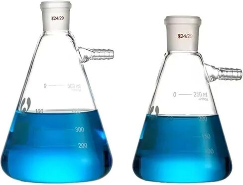 1PCS 25ml to 2000ml Glass Vacuum Grinding Mouth Filtration Suction Flask Laboratory Filter Bottle with Upper Nozzle(150ml caliber19) in Kuwait