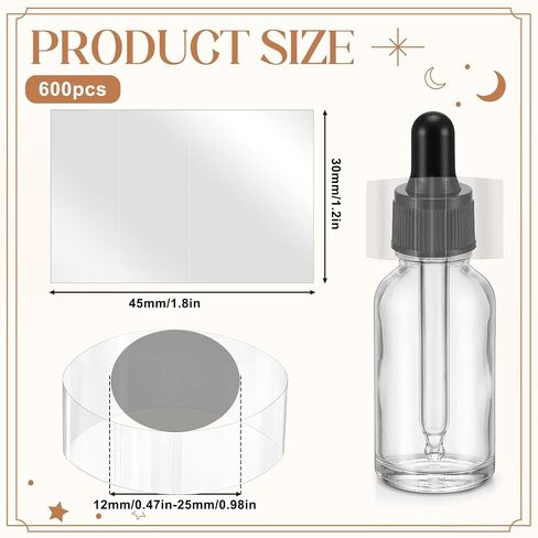 600 PCS Shrink Wrap Bands for Bottles Jars Covers Heat Seal Clear, PVC Heat Shrinks Wraps Shrink Wrap Perforated for Essential Oil Bottle, Dropper Bottles and Test Tube Bottle Cap(1.8x1.2inch) in Kuwait