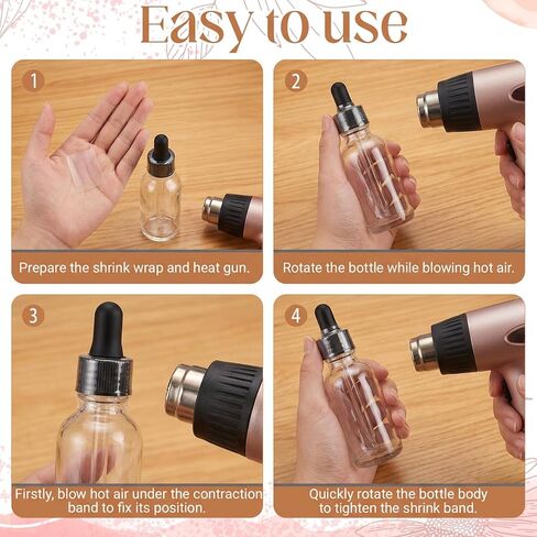 600 PCS Shrink Wrap Bands for Bottles Jars Covers Heat Seal Clear, PVC Heat Shrinks Wraps Shrink Wrap Perforated for Essential Oil Bottle, Dropper Bottles and Test Tube Bottle Cap(1.8x1.2inch) in Kuwait