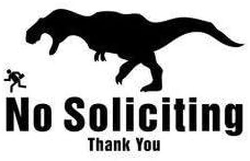 No Soliciting Thank You T Rex Dinosaur Vinyl Decal Sticker Car Window Wall Notebook Laptop Sticker Decal in Kuwait