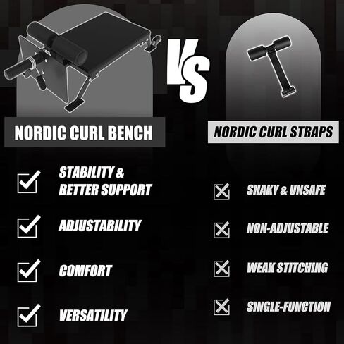 Nordic Curl Machine,Heavy Duty Steel Nordic Hamstring Curl Machine with Thick Pad/ Height Adjustable Bench for Home Gym,Weight Capacity 450 LBS in Kuwait