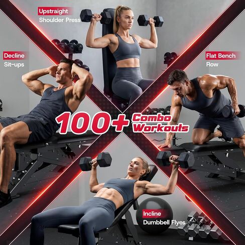 JELENS WB02 Adjustable Weight Bench for Home Gym, 660LBS Flat/Incline Workout Bench Press with Fast Adjustment, Thick Cushion, Silent Wheels for Strength Training in Kuwait