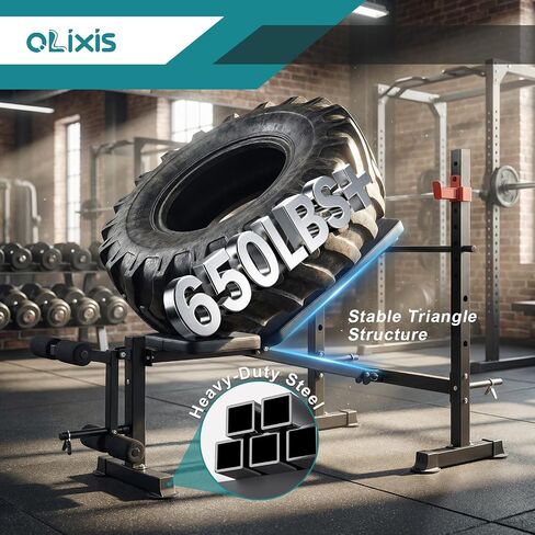 OLIXIS Adjustable Weight Bench Set with Rack, 650 LBS Foldable Bench Press | Heavy-Duty Easy Assembly Strength Training Workout Set with Leg Extension Curl, for Garage, Home, Gym in Kuwait