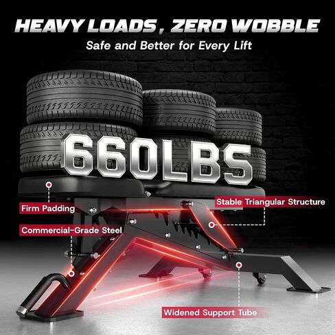 JELENS WB02 Adjustable Weight Bench for Home Gym, 660LBS Flat/Incline Workout Bench Press with Fast Adjustment, Thick Cushion, Silent Wheels for Strength Training in Kuwait