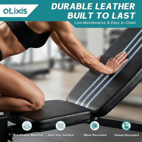 OLIXIS Adjustable Weight Bench Set with Rack, 650 LBS Foldable Bench Press | Heavy-Duty Easy Assembly Strength Training Workout Set with Leg Extension Curl, for Garage, Home, Gym in Kuwait