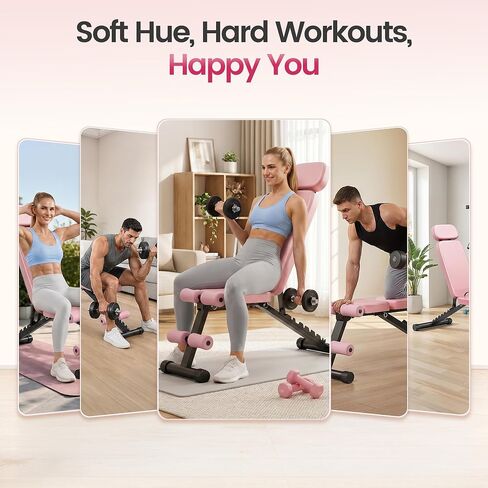 Foldable Weight Bench 800LBS, Adjustable Workout Bench with 10 Backrest Positions & Extended Headrest, Incline Decline Flat Bench Press for Home Gym Small Space Strength Training in Kuwait
