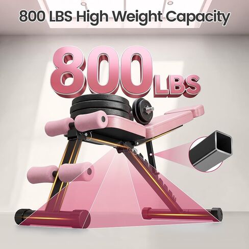 Foldable Weight Bench 800LBS, Adjustable Workout Bench with 10 Backrest Positions & Extended Headrest, Incline Decline Flat Bench Press for Home Gym Small Space Strength Training in Kuwait