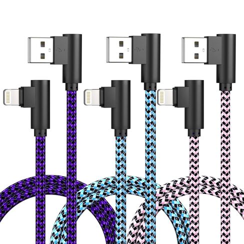 iPhone Charger Cord Lightning Cable 10ft 3Pack iPhone Charging Cable Long iPhone Charger Cord 10ft [Apple Certified] Nylon Braided Fast Charging for 14/13/12/11 Pro MAX/XR/XS/8/7/6/Plus/SE/iPad in Kuwait