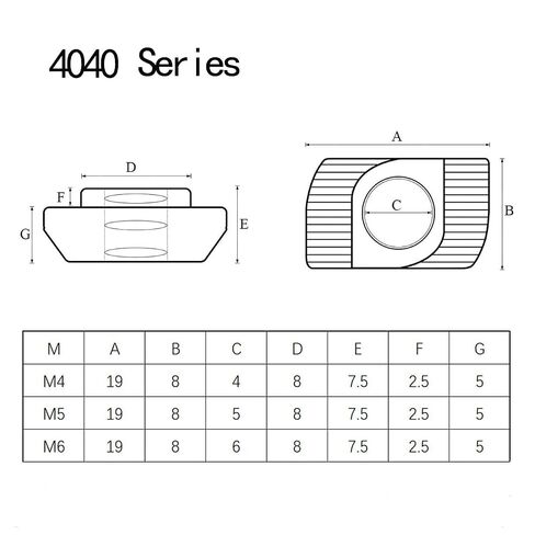 4040 Series M6 T Nut, T Slot Nut, Hammer Head Fastener Nut, Nickel Plated Carbon Steel Nut for Aluminum Profile, 50Pcs in Kuwait