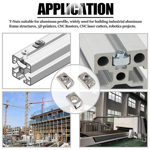 4040 Series M6 T Nut, T Slot Nut, Hammer Head Fastener Nut, Nickel Plated Carbon Steel Nut for Aluminum Profile, 50Pcs in Kuwait