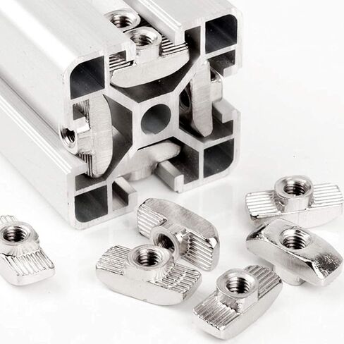 4040 Series M6 T Nut, T Slot Nut, Hammer Head Fastener Nut, Nickel Plated Carbon Steel Nut for Aluminum Profile, 50Pcs in Kuwait