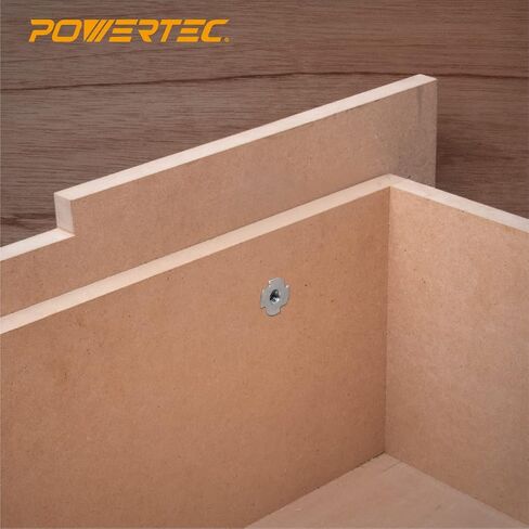 صواميل POWERTEC 1/4"-20 T 50 قطعة، 4 صواميل ذات شوكات للمسامير وعجلات العجلات الجذعية، وإدراج ملولبة لأعمال الخشب، وحوامل تسلق الصخور والأثاث، للاستخدام مع المطرقة | طول 7/16 بوصة (QTN1113) in Kuwait