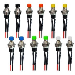 12pcs Red momentary Press-Type Button switches PBS-110-XBK with 3V, 6V, 12V, 24V and 250V ratings, Miniature Circular Button Switch, (Red 12pcs) in Kuwait