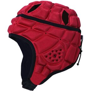 Homeo Rugby Helmet Headguard، خوذة كرة قدم ناعمة، غطاء رأس مبطن بعلم أغطية الرأس للأطفال البالغين من الشباب، حارس مرمى كرة القدم أحمر، 17-19 بوصة in Kuwait