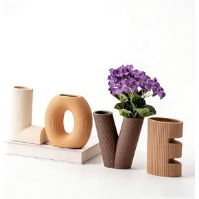 KingZiYu Love Sign Set of 4 Ceramic Small Flower Vases,Valentines Day Decorations for The Home,Trendy Home Décor;Centerpiece for a Bridal Shower;Entryway, Mantel, Shelf Décor-Pink in Kuwait