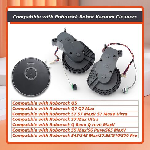طقم عجلات مكنسة كهربائية روبوتية بديلة لـ Roborock Q5 Q7 Q7 Max Robot Floor Cleaner مجموعة العجلات اليسرى واليمنى لـ Roborock S7 لـ S7 MaxV لنماذج Q Revo، جر قوي in Kuwait