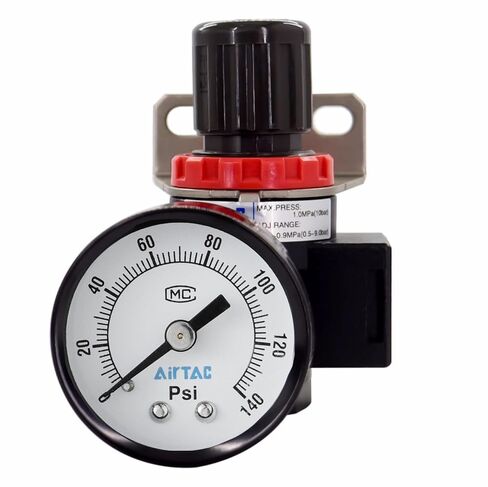 منظم ضغط ضاغط الهواء Airtac AR2000 1/4 بوصة PT مع حامل ومقياس 0-1MPa قابل للتعديل in Kuwait