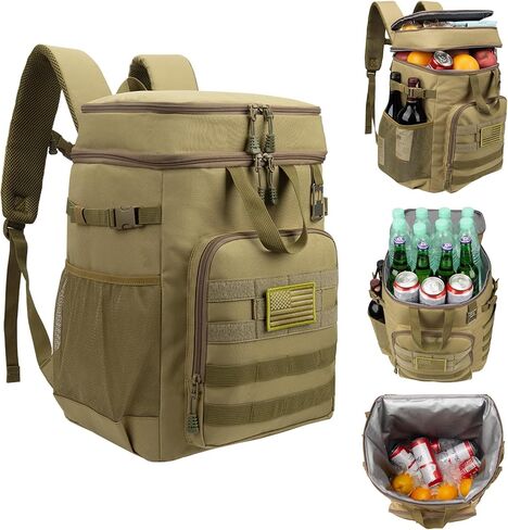 Pyrrhus 43L Cooler Backpack 45/55 Cans Insulated Leak Proof Tactical Backpack,2 Insulated Comaprtments Thermal Bag,Large Lunch Outdoor Backpack for Picnic, Beach, Work,Trip in Saudi Arabia